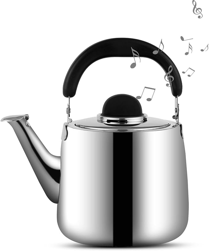 Tea Kettle,Whistling Tea kettle for Stove Top,4 QT Stainless Steel Teapot,Induction Tea Kettle Pot for Stovetop (3.8 L,Silver)