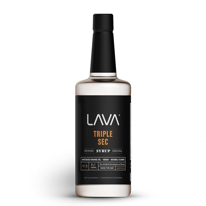 LAVA Premium Triple Sec Cocktail Syrup, 33.8oz (1-Liter), Made with 100% Sugar, Orange Extract, No Artificial Sweeteners, Flavors, or Colors. (1-Pack)