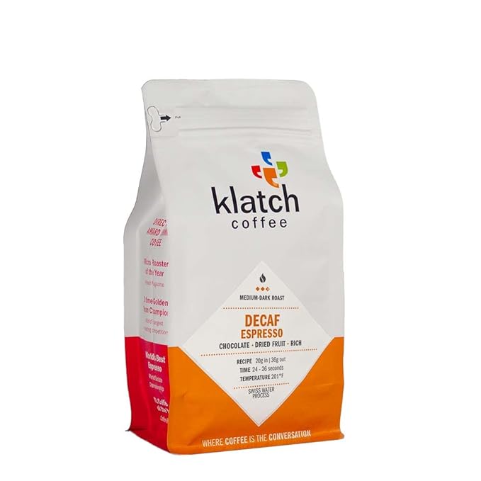 Klatch Coffee Decaf Espresso Medium-Dark Roast, 310 Grams, Whole Bean