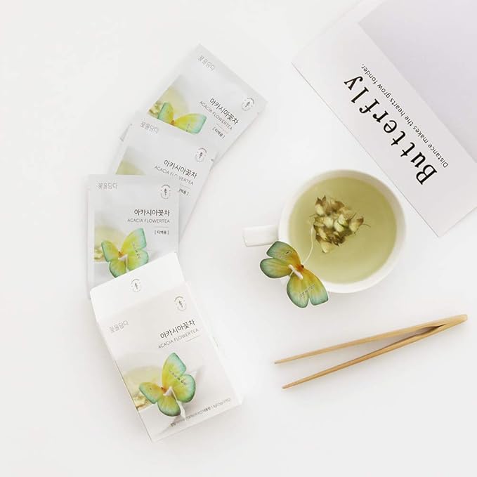 KKOKDAM Korean Tea Gift Set – 6 Flavor Butterfly Tea Bag Sampler – Elegant Box for Tea Lovers - Perfect as Unique Gifts