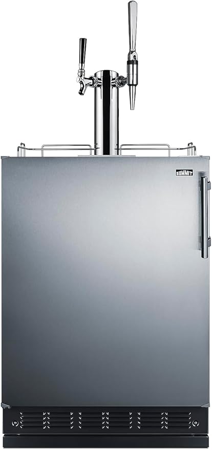 Summit Appliance 24" Wide Nitro-Cold Brew Coffee Kegerator/Refrigerator Combo, Black Interior, Caster Wheels, Residential/Commercial Use (LHD, Nitro-Cold Brew Coffee)