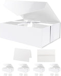 HAPPY POTATO 5 White Gift Boxes with Lids and Ribbon 11.5x8.1x3.8 Inches, Bridesmaid Proposal Boxes, Large Magnetic Gift Boxes for Presents (Glossy White, Pack of 5)