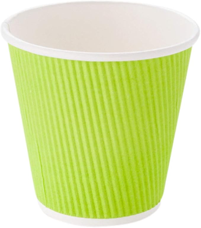 Restaurantware 8 Ounce Double Wall Disposable Coffee Cups, 500 Insulated Light Green Paper Tumblers, Ripple Wall Design, Lids Sold Separately for Hot Drinks like Tea, Hot Chocolate, and More