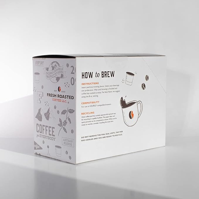 Fresh Roasted Coffee, Organic Sumatra | 100% Single Origin, USDA Organic, Kosher | Medium Roast K-Cup Compatible | 72 Pods