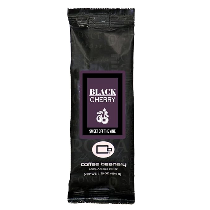 Coffee Beanery Black Cherry Flavored Coffee, 1-1.75oz Try Me Size Coffee Sampler, Light-Medium Roast