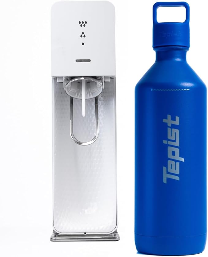 ThirtyO 30oz Stainless Steel Bottle Compatible with Sodastream Machines | Powder Coated Blue | Vacuum Sealed | Double Walled | Leak-Proof | Easy to Carry | Reusable Bottle