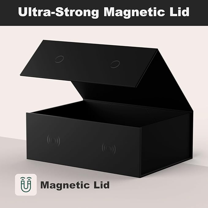 Large Black Gift Box with Lid: 5 Pack 13.5×10×5 Inches - Strong Magnetic Closure for Christmas Wedding Birthday Gifts – Perfect for Couples Friends Family