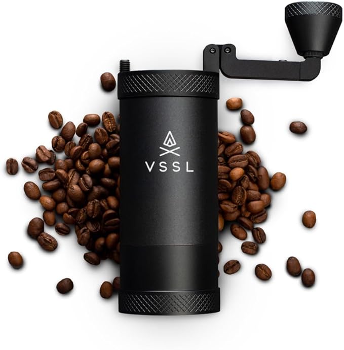 Java Manual Coffee Grinder, 20 Gram Capacity, Stainless Steel Burr, 50 Settings, Black