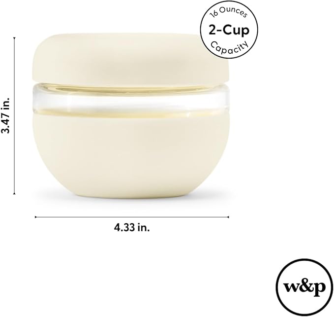 W&P Porter Seal Tight Glass Food Storage Container with Lid, Terrazzo Cream 16oz, Leak & Spill Proof Meal Prep Container, Microwave & Dishwasher Safe, Borosilicate Glass