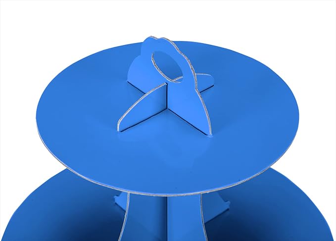 2Pcs 3-Tier Cupcake Stand, Cake Stand holder, Tiered DIY Cupcake Stand Tower for Dessert Table Displays, Birthday Theme Party Favors Decoration, Floral Tea Party, 12" W x 12.8" H, Blue