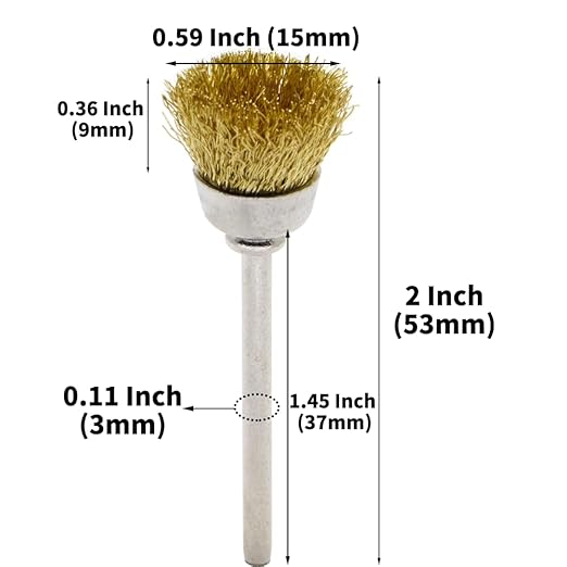 36-Piece Wire Brush Set - Metal Rust Removal, Polishing, Cleaning - Shaft 1/8″ (3mm) - Removes Burrs, Dust, and Oxide Layer - Handles Rough Surfaces - Designed for Industrial and DIY Enthusiasts