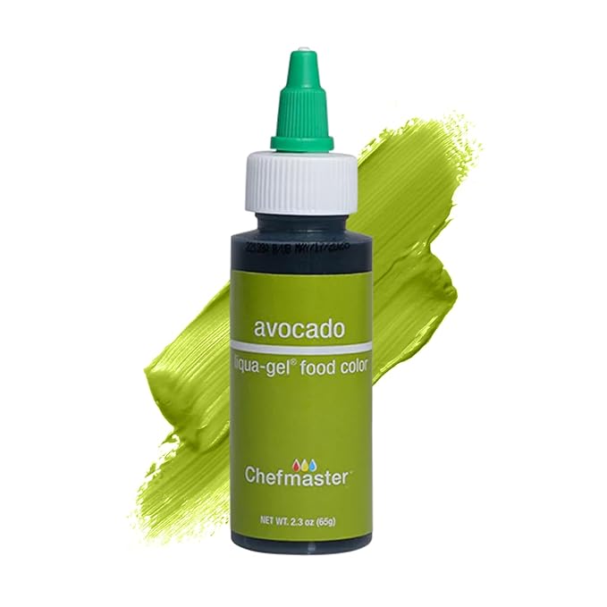 Chefmaster Avocado Liqua-Gel® Food Coloring | Vibrant Color | Professional-Grade Dye for Icing, Frosting, Fondant | Baking & Decorating | Fade-Resistant | Easy-to-Use | Made in USA | 2.3 oz