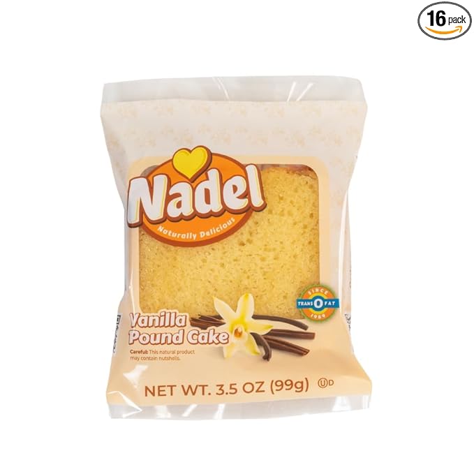 Nadel - NATURALLY DELICIOUS POUND CAKE SLICES (16 Pack) Sweet Breads & Cakes, Back to School lunch snack, breakfast bar