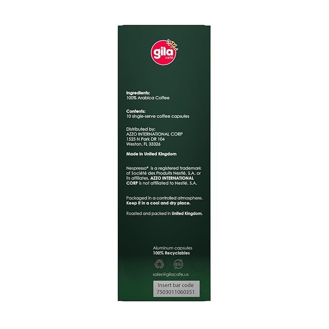 GILA Cafe Decaf aluminun coffee capsules compatible with Nespresso Original Machines Pack (6 pack x 10), 60 count