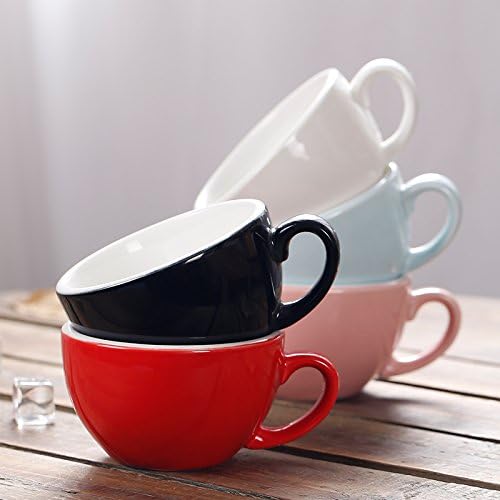 Free Pour Coffee Cup and Saucer, Small Cappuccino and Double Espresso, Ceramic Coffee Cups for Coffee Shop and Barista (Glossy Black, 5 oz)