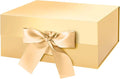 HAPPY POTATO Christmas Gift Box with Ribbon 9x6.5x3.8 Inches, Bridesmaid Proposal Boxes with Lid, Magnetic Gold Gift Box for Presents (Glossy Gold)