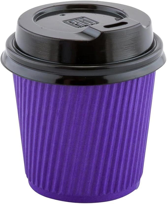 Restaurantware-4 Ounce Ripple Insulated Coffee Cups, 500 Double Wall Corrugated Coffee Cups - Leakproof, Non-Slip, Royal Purple Paper Ribbed Coffee Cups, Recyclable, Matching Lids Sold Separately