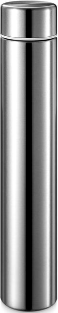 Vesici Slim Water Bottle 8.8 oz Small Stainless Steel Purse Compact Insulated Water Bottles Camping Travel Backpack Pocket Flask for Car Cold Coffee Tea(Silver,1 Pack)