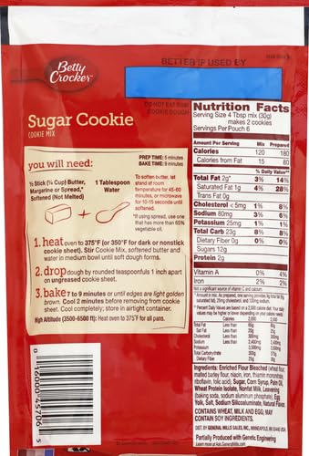 Betty Crocker Sugar Cookie Mix, Makes twelve (12) 2-inch Cookies, 6.25 oz.