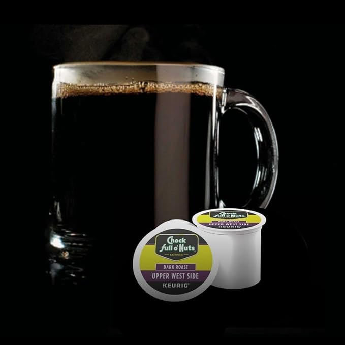 Chock Full o'Nuts Upper West Side Coffee, Dark Roast, Compatible with K-Cup Pods, 12 CT (Pack of 6)
