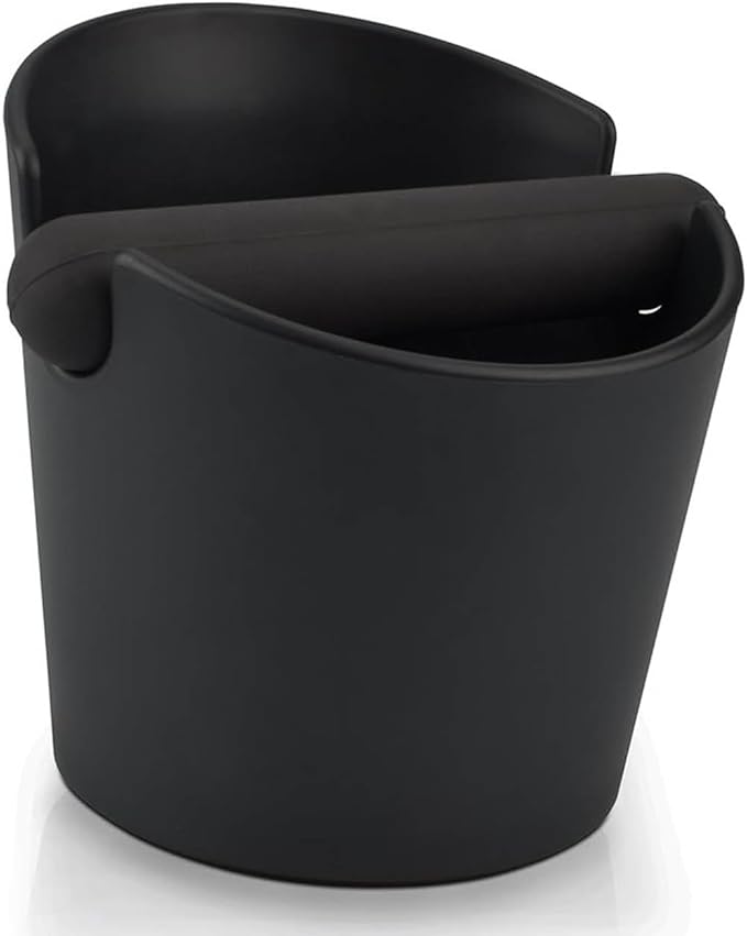5 Inch Coffee Knock Box Shock-Absorbent Durable Barista Style Knock Box With Removable Knock Bar and Non-Slip Base Gift (S-Black)