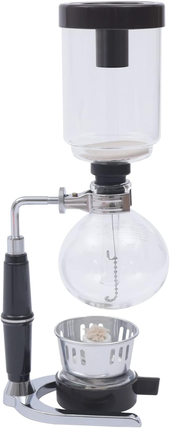 Glass Siphon Coffee Maker, 360ml Tabletop Glass Siphon Pot Glass Syphon Coffee Maker 3 Cups for Coffee Shop|Bar|Home Use, Black