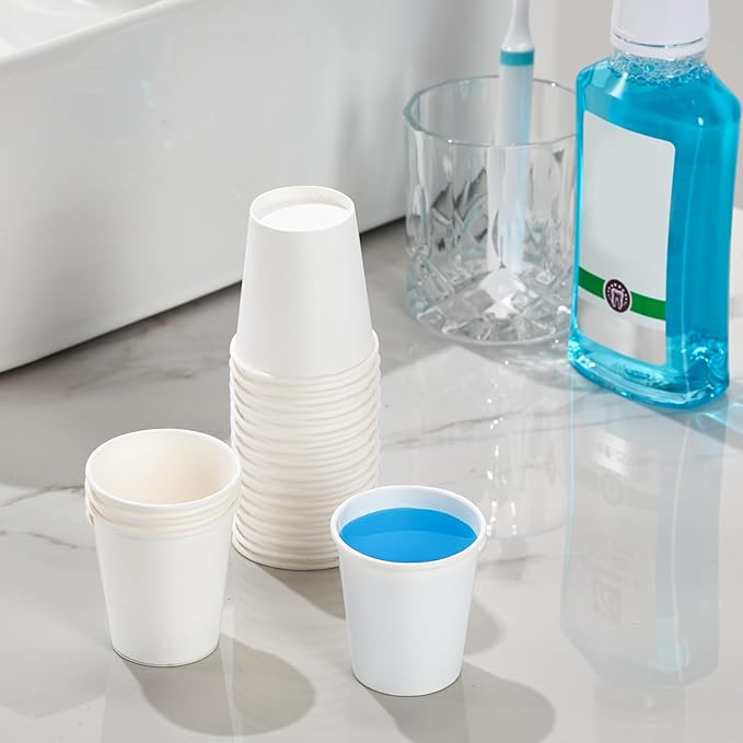 300 Pack 5 oz Paper Cups, White Paper Disposable Cups, Small Bathroom Mouthwash Cups, Hot/Cold Drinking Cups for Bathroom, Home, Party, Office, Picnic, Travel