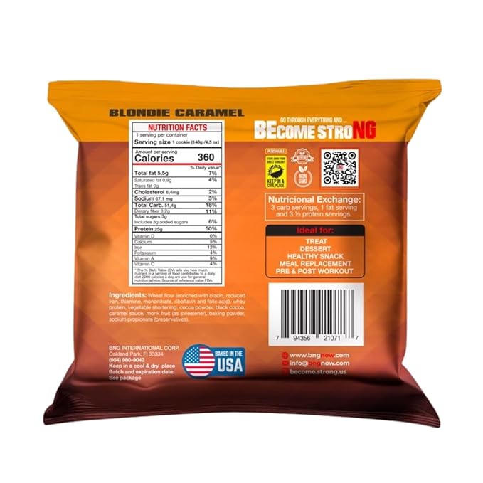 Become Strong High Protein Cookies, 25g Protein, 3g Sugar, BNG Cookies (10 ct.) (Blondie Caramel)
