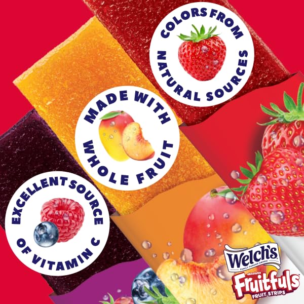 Welch’s Absolute Fruitfuls Fruit Strips, Tasty Dried Fruit Snacks for School Lunches, Berry Medley, 0.5oz (Pack of 10)