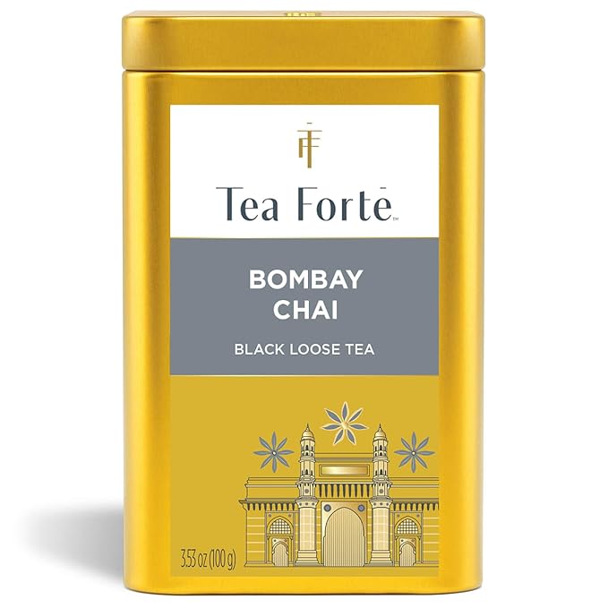 Tea Forte Bombay Chai Premium Loose Leaf Caffeinated Black Tea Blend Canister, Makes 35-50 Cups