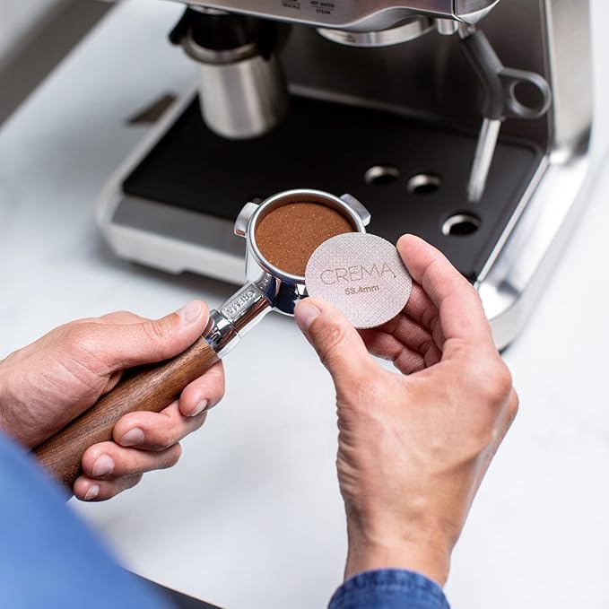 Crema Coffee Products 53.4mm Puck Screen for Barista Models | 1.7mm Thick 316L Steel Filter | Balanced Water Flow for Improved Extraction |Prevent Channeling & Reduce Maintenance|Durable,Easy to Clean