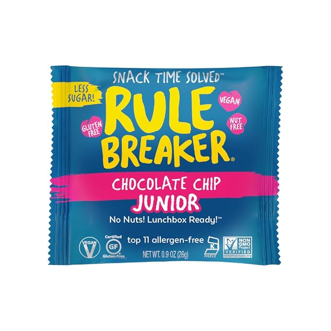 Rule Breaker Vegan & Gluten Free Cookies | Chocolate Chip Junior | Gluten-Free, Nut-Free, Top 11 Allergen-Free, Plant-Based | 6 5-count Boxes of Individually Wrapped (Pack of 6)