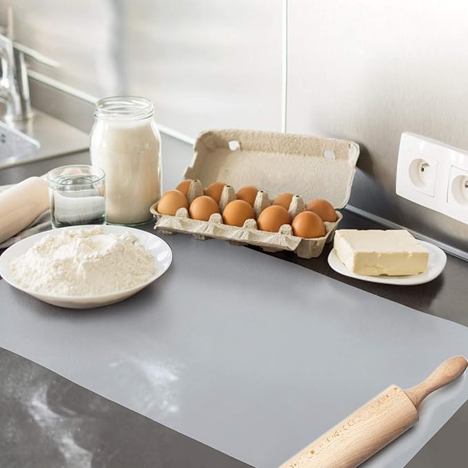 Extra Large Mulitpurpose Silicone Placemat,Countertop Protector, Kitchen Counter Mat, Table Mat, Heat Resistant, Washable, Non Slip ...… (Translucent-1PCS, 23.6X 15.8inch)