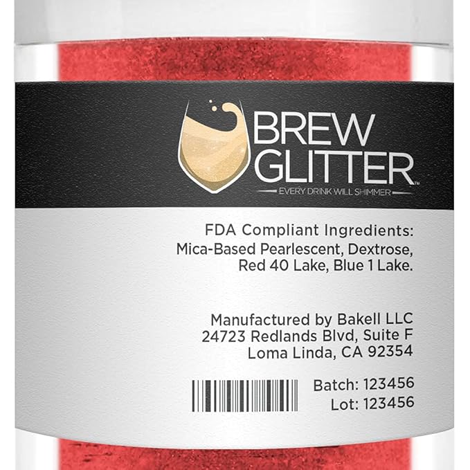 Brew Glitter - Red (25g 1x Shaker Jar) | Edible Glitter For Drinks, Beer and Cocktail Beverages by Bakell