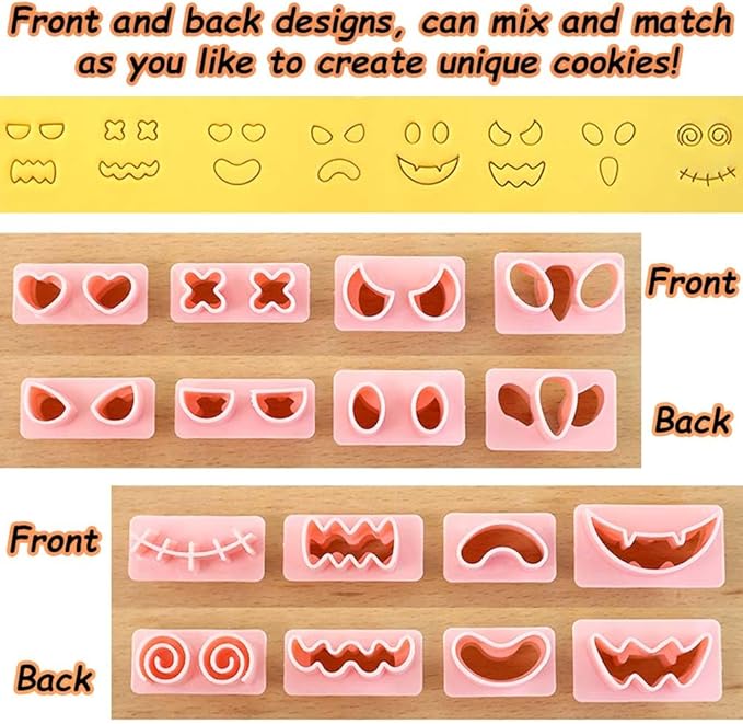 Mini Ghost Cookie Cutters, DIY 3d Halloween Raised Design Cookie Stamps, Cookie Cutter Set suitable for Frosting Decoration, Mini Gingerbread Pie Molds, Day of The Dead Decorations (Ghost)