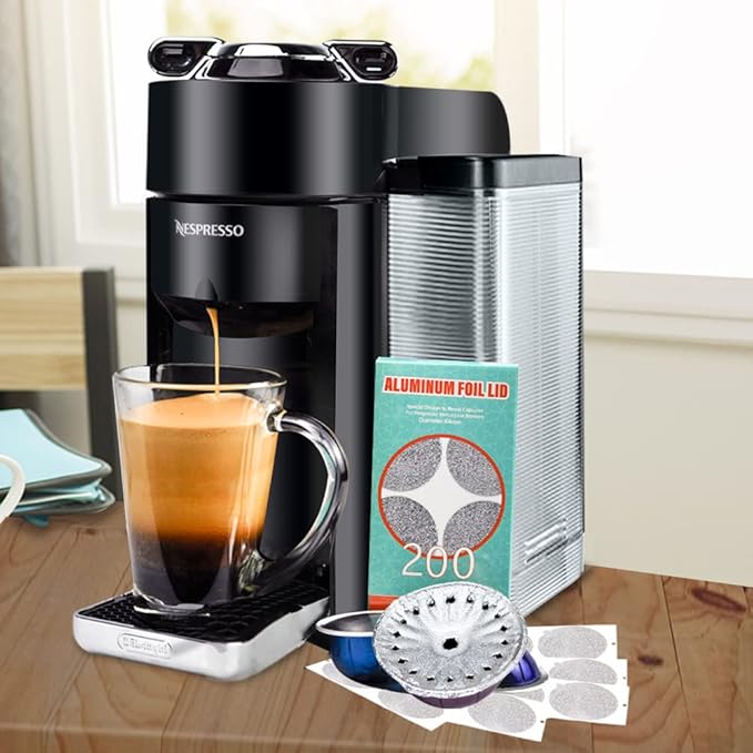 CAPMESSO Aluminum Foils Lids to Reuse Vertuoline Capsules Coffee Pods Compatible with Nespresso VertuoLine Machine 64mm(200/package)
