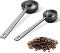 Premium Coffee Scoop Set, Set of 2, Metal Stainless Steel Long Handle Coffee Scoop, Measuring Coffee Spoons Contains 1 Tablespoon (15 ml) and 2 Tablespoons (30 ml) Spoon-Black