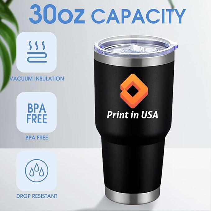 Personalized Tumbler with Pictures Text Logo,Print in USA,30oz Custom Coffee Tumbler with Lid & Straw,Double-layer Stainless Steel Custom Insulated Tumbler,Personalized Gifts As Birthday,Christmas