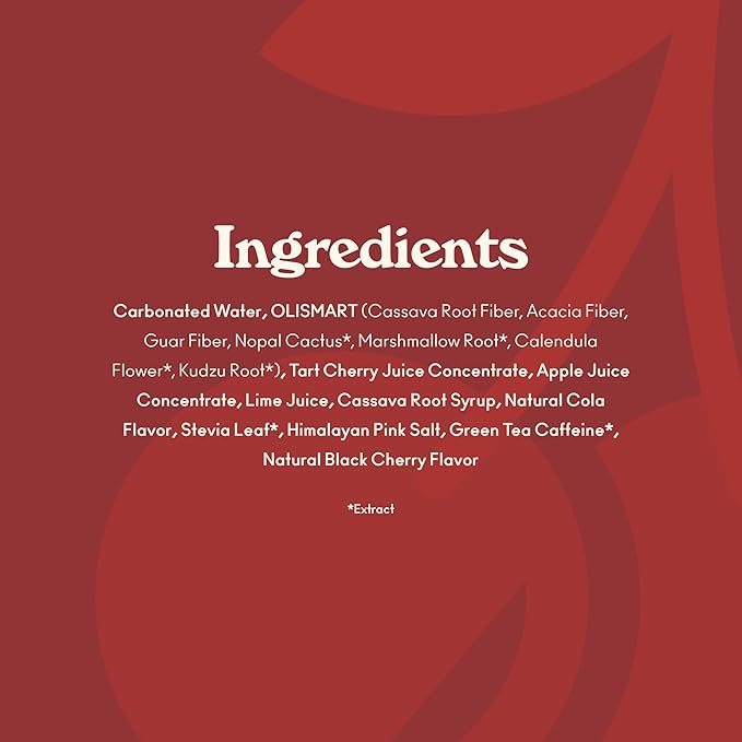 OLIPOP Prebiotic Soda Pop, Cherry Cola, Pantry Pack Packed with Prebiotics, Fiber, and Botanicals, Gluten Free, Vegan, GMO Free, 12oz (12-Cans)