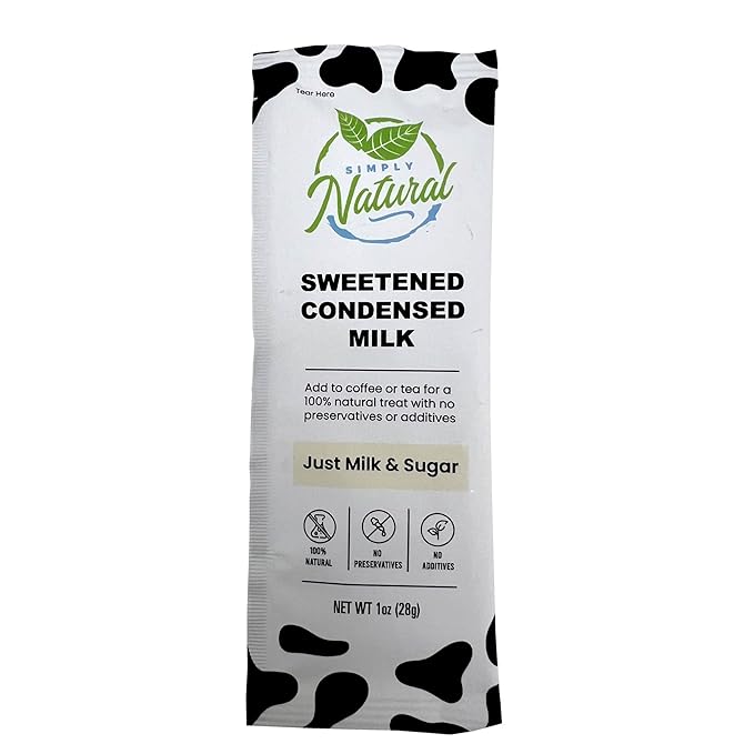 Simply Natural Sweetened Condensed Milk Creamer, 12 Single-Serve 28 gram Sachets, Made in USA, No Additives or Preservatives (12)