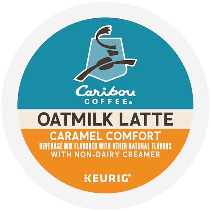 Caribou Coffee Caramel Comfort Oatmilk Latte, One Step Latte Single Serve Keurig K-Cup Pods, 60 Count (6 Packs of 10)