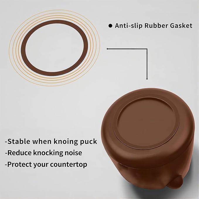 Espresso Knock Box with Barista Towels, Removable Shock-absorbent Knock Bar & Non-Slip Base - Co ffee Knock Box for Coffee Grounds, Espresso Machine Accessories, Brown