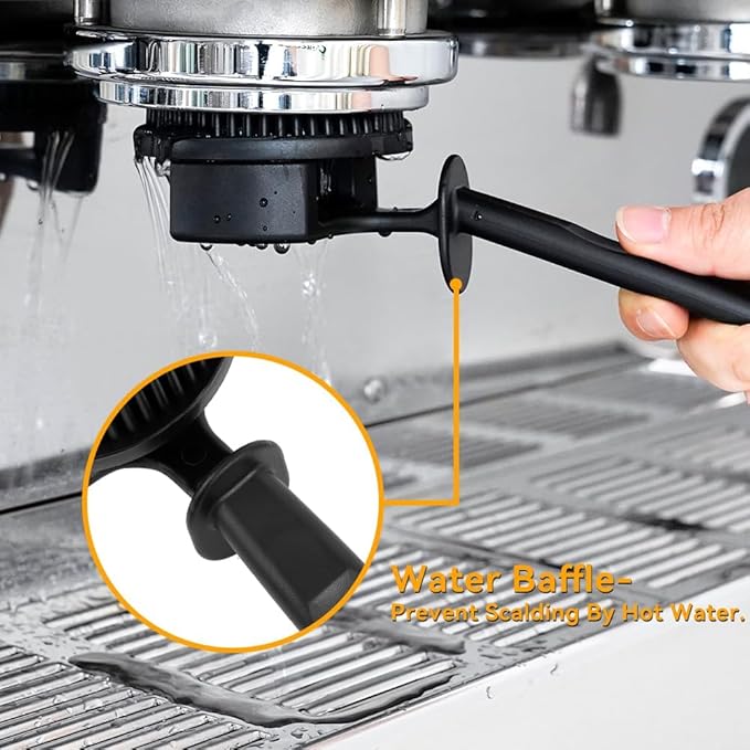 watchget Silicon Espresso Coffee Machine Cleaning Brush Professional Design for 360° Cleaning of espresso Group Head Detachable Silicon Bristles for 58mm Grouphead