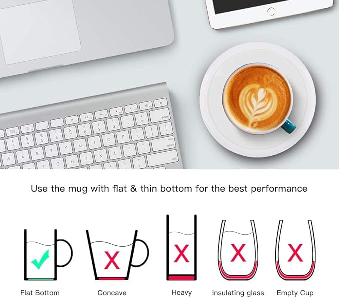 BESTINNKITS White Smart Coffee Auto On/Off Gravity-Induction Mug Office Desk Use, Candle Wax Cup Warmer Heating Plate (Up to 131F/55C), Middle…