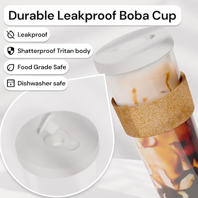Dodoko Reusable 24 oz Boba Cup and Straw - White