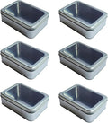 Pack of 6 Silver Rectangular Tin Container With Clear Lid, Multipurpose Tin Box, Festive Tin Box for Gift Giving, Cookies, Stationery & More - 7.25 x 5.25 x 2.25 Inches