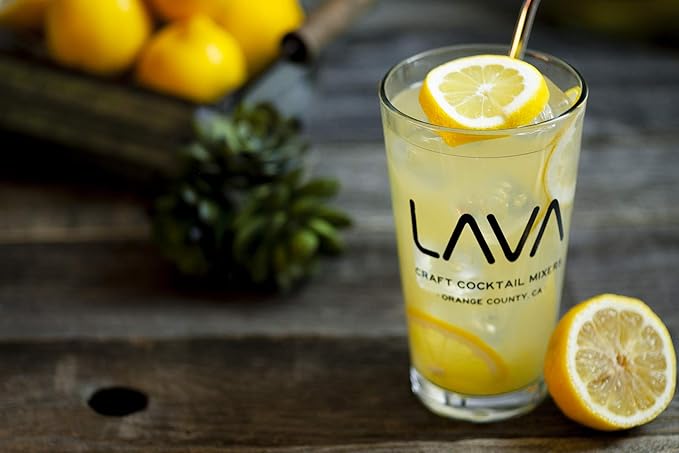 LAVA Premium Skinny Ginger Lemonade Vodka Cocktail Mix made with Sicilian Lemon Juice, Candied Ginger Puree (Skinny Ginger Lemonade Mixer, 1 Bottle (33.8 Ounces))