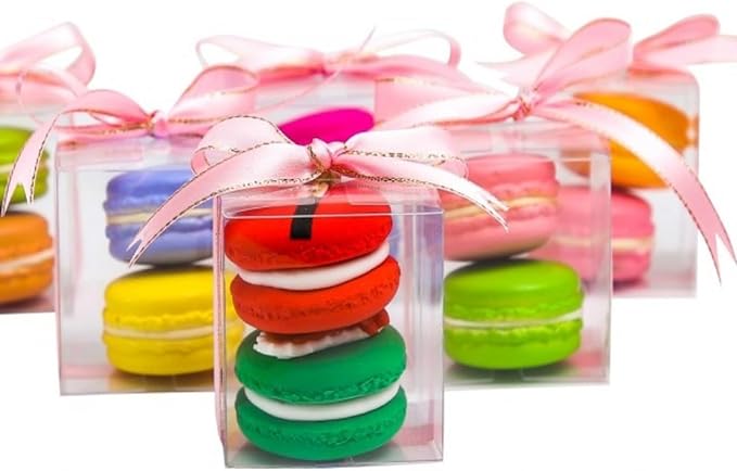50Pack Clear Macaron Boxes - Modern, Transparent, 2"x2"x2" - Perfect for Christmas, Valentine's, Mother's Day & More