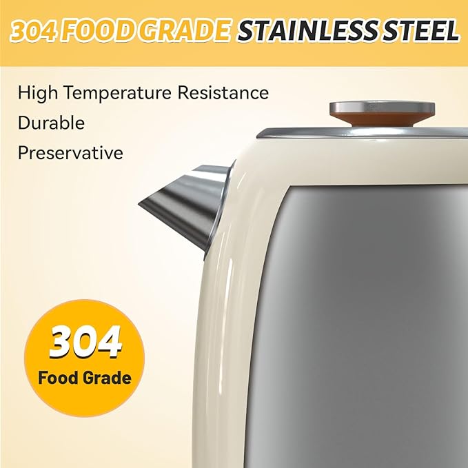 Electric Kettle, 1.8L/1200W, Stainless Steel, Control Buttons, Digital Display Panel, Keep Warm for 12 hours, Auto Shutoff, BPA-Free, Hot Water Kettle for Coffee & Tea, Electroplated handle