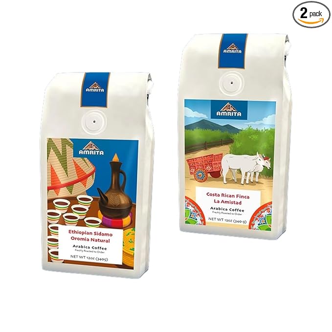 Bean Box Orlando Coffee Sampler, 2-Pack - Roasted by Amrita Certified Pure, Gourmet Arabica Coffee, Variety Pack - Whole Bean